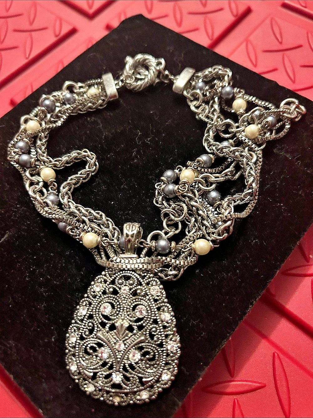 Silver Statement Pendant Necklace